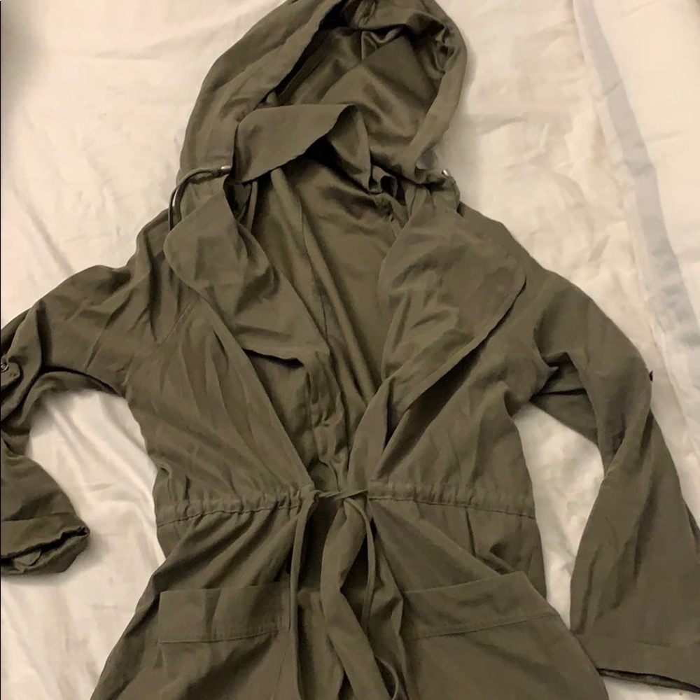Olive green trench coat